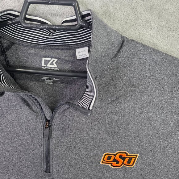 Mens Cutter & Buck Gray Pullover 1/4 Zip Shirt OSU Long Sleeve Mock Neck Size XL - Picture 2 of 8